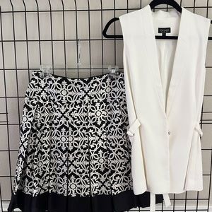 Black/White Silk  Skirt